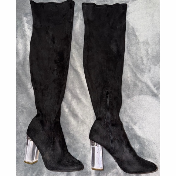 🖤 Call it Spring Knee-High Boots with Clear Heels - Picture 4 of 7